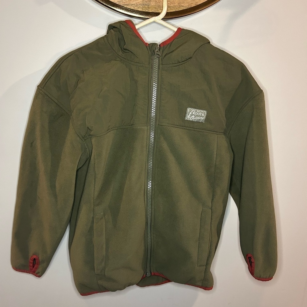 Roots Kids' Olive Jacket with Red Trimโโ